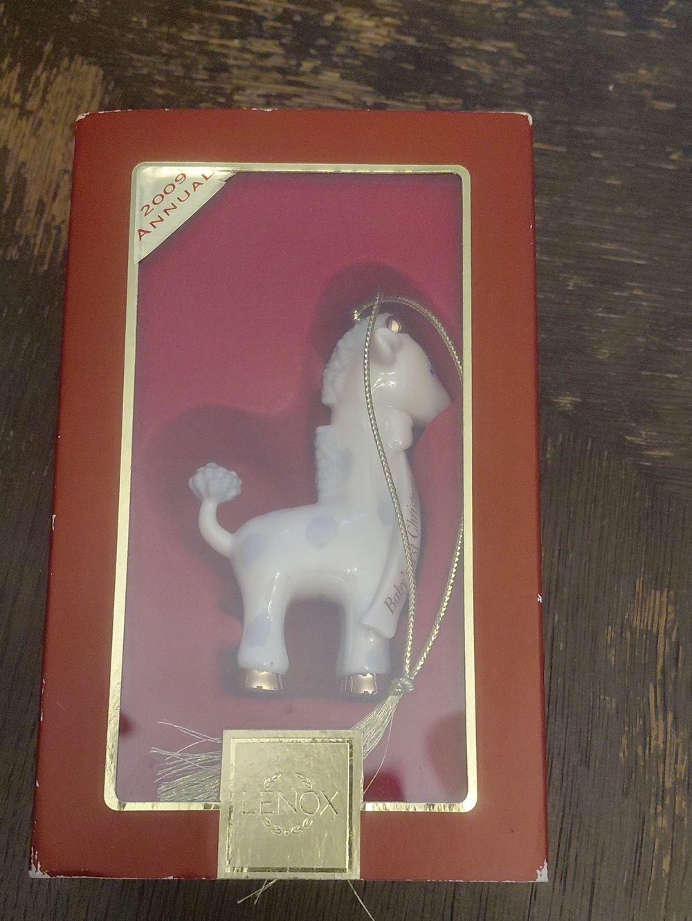 Lenox White Porcelain Giraffe Holiday Ornament with Gold Accents
